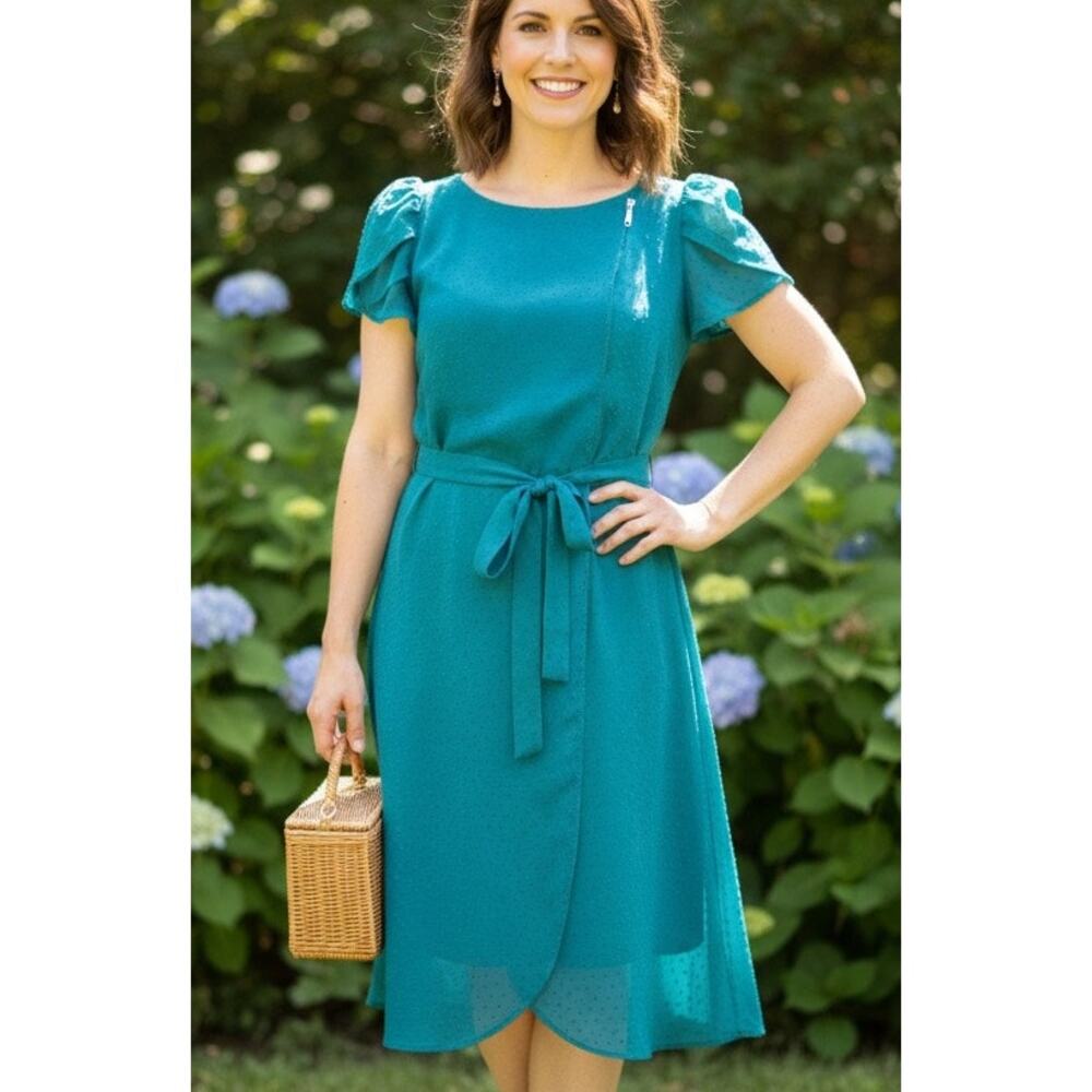 Adorable Twee 70's Semi-Sheer Belted Midi Dress